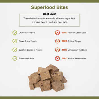 Badlands Ranch Superfood Bites 100% Beef Liver Freeze Dried Raw Dog Treats 4 oz Bag