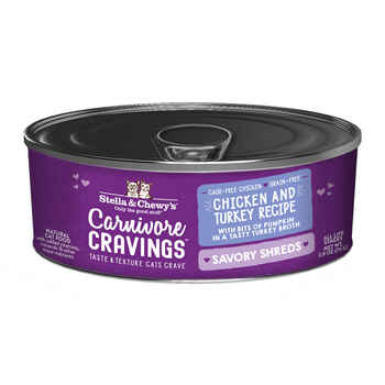 Stella & Chewy's Savory Shreds Chicken & Turkey Flavored Shredded Wet Cat Food 2.8 oz Cans - Case of 24 product detail number 1.0