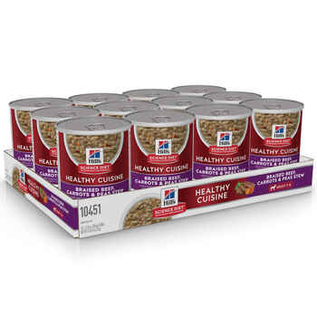 Hill's Science Diet Adult Healthy Cuisine Braised Beef, Carrots, & Peas Stew Wet Dog Food - 12.5 oz Cans - Case of 12