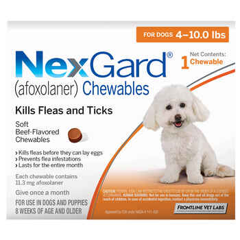 NexGard® (afoxolaner) Chewables 1 dose (1 month supply), 4 to10 lbs product detail number 1.0