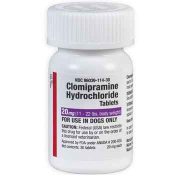 Clomipramine Hydrochloride Tablets - Generic to Clomicalm 20 mg 11-22 lbs 30 ct product detail number 1.0