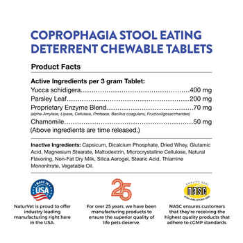 NaturVet Coprophagia Stool Eating Deterrent Plus Breath Aid Supplement for Dogs Time Release - Chewable Tablets 130 ct