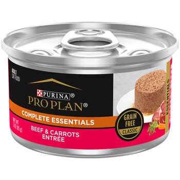 Purina Pro Plan Adult Complete Essentials Beef & Carrots Entree Grain Free Classic Wet Cat Food 3 oz Cans (Case of 24) product detail number 1.0