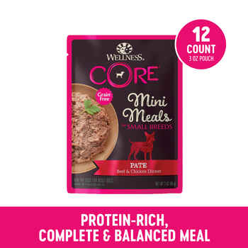 Wellness CORE Small Breed Mini Meals Pate Beef & Chicken Dinner Wet Dog Food 3 oz Pouch - Pack of 12
