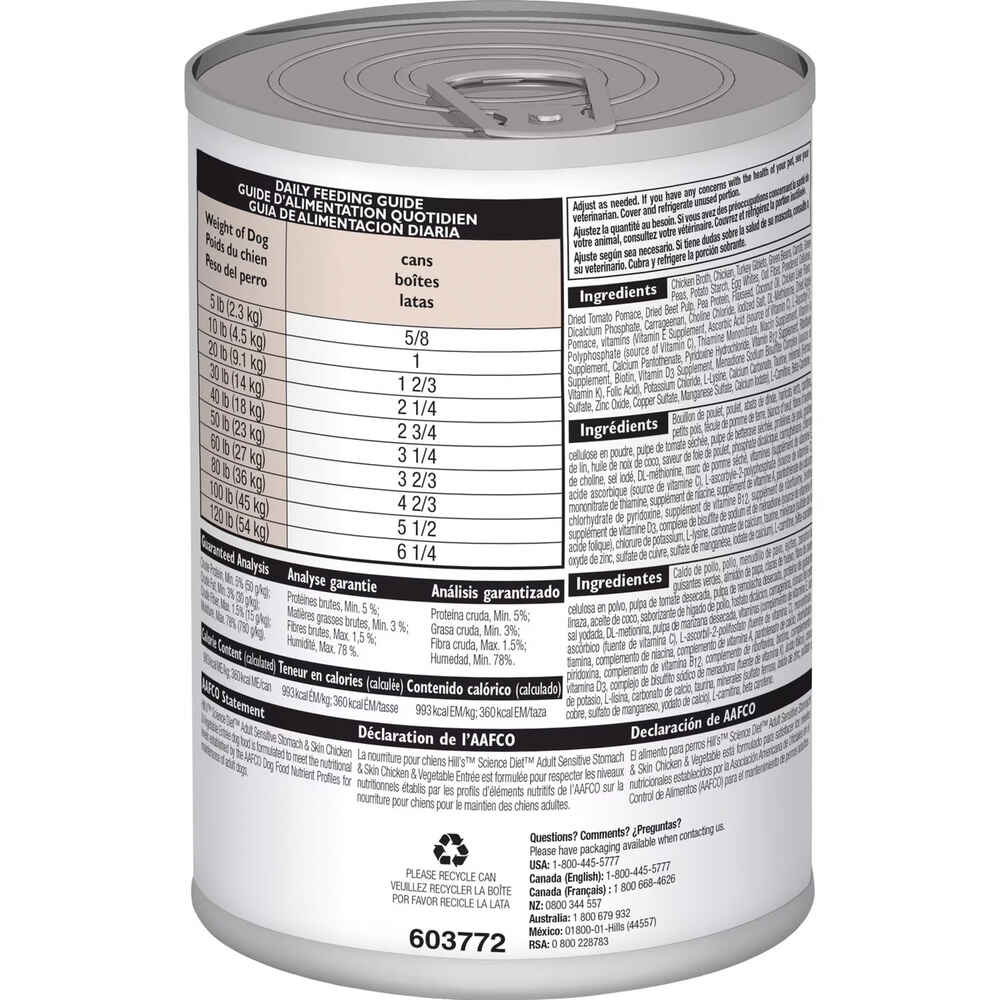 Hill's Science Diet Adult Sensitive Stomach & Skin Chicken & Vegetable Entree Wet Dog Food