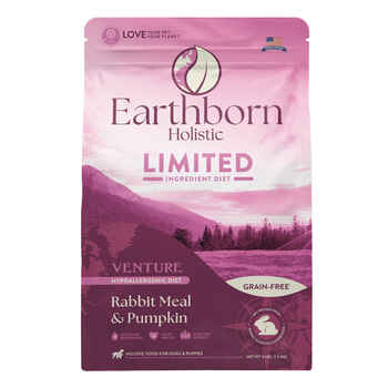 Earthborn Holistic Limited Ingredient Diet Venture Rabbit Meal & Pumpkin Grain Free Dry Dog Food 4 lb Bag product detail number 1.0
