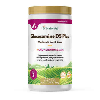 NaturVet Glucosamine DS Plus Level 2 Moderate Joint Care Support Supplement for Dogs and Cats Time Release Chewable Tablets 240 ct product detail number 1.0
