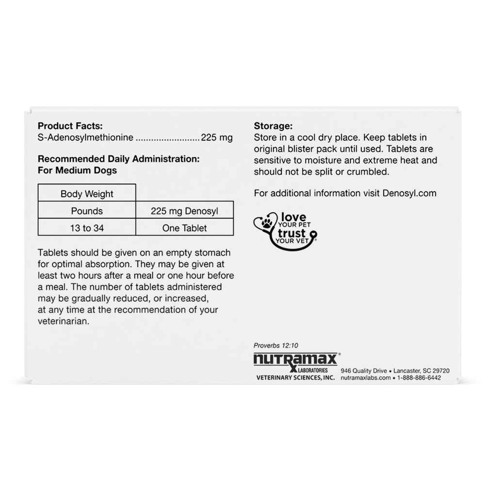 Nutramax Denosyl Liver and Brain Health Supplement, With S-Adenosylmethionine (SAMe)