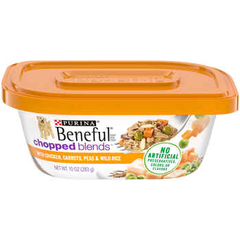 Purina Beneful Chopped Blends with Chicken, Carrots, Peas & Wild Rice Wet Dog Food 10 oz Tub - Case of 8 product detail number 1.0