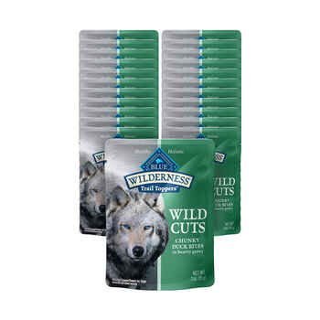 Blue Buffalo BLUE Wilderness Adult Wild Cuts Trail Toppers Chunky Duck Bites Dog Food Topper 3 oz Pouch - Pack of 24