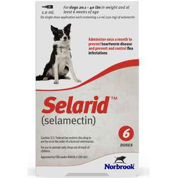Selarid® (selamectin) Dogs 20.1-40 lbs 6 pk product detail number 1.0