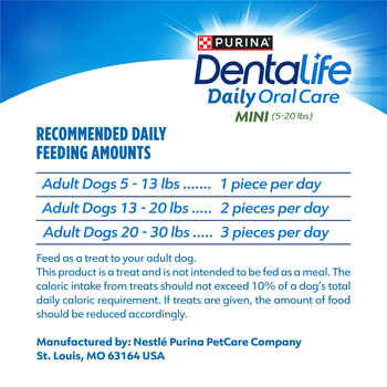 Purina Dentalife Daily Oral Care Mini & Toy Breed Dog Dental Chews – 17.1 oz Pouch - 58 Count