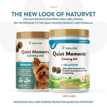 NaturVet Quiet Moments Calming Aid Plus Melatonin Supplement for Dogs Soft Chews 180 ct