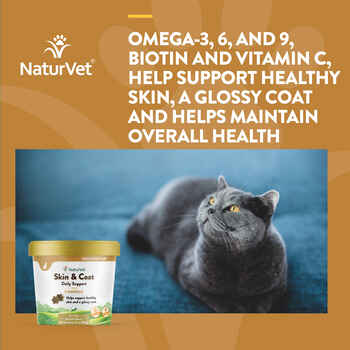NaturVet Skin & Coat Plus Omegas Supplement for Cats Soft Chews, 60 ct