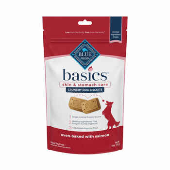 Blue Buffalo BLUE Basics Skin & Stomach Care Salmon & Potato Biscuits Crunchy Dog Treats 6 oz Bag product detail number 1.0
