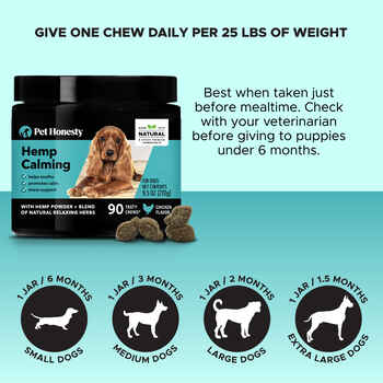 Pet Honesty Hemp Calming Chicken Flavored Soft Chews Calming and Anxiety Supplement for Dogs