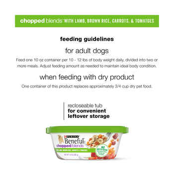 Purina Beneful Chopped Blends with Lamb, Brown Rice, Carrots & Tomatoes Wet Dog Food 10 oz Tub - Case of 8