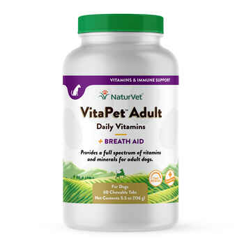 NaturVet VitaPet Adult Daily Vitamins Plus Breath Aid Supplement for Dogs Time Release Chewable Tablets 60 ct product detail number 1.0