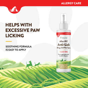 NaturVet Aller-911 Anti-Lick Allergy Aid Paw Spray Plus Aloe Vera for Dogs and Cats Spray 8 oz