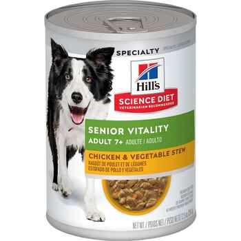 Hill's Science Diet Adult 7+ Senior Vitality Chicken & Vegetable Stew Wet Dog Food - 12.5 oz Cans - Case of 12 product detail number 1.0