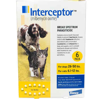 Interceptor 6pk Yellow Dog 26-50 lbs or Cat 6.1-12 lbs product detail number 1.0