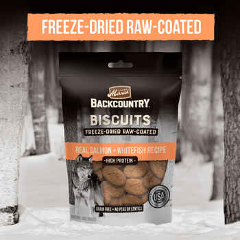 Merrick Backcountry Grain Free Salmon & Whitefish Freeze Dried Raw Coated Biscuit Dog Treats 10-oz
