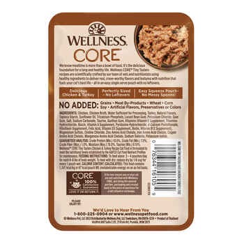 Wellness CORE Tiny Tasters Pate Chicken & Turkey Recipe Wet Cat Food 1.75 oz Pouch - Pack of 12