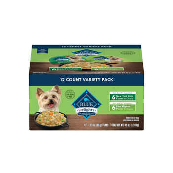 Blue Buffalo BLUE Delights Small Breed Adult Filet Mignon & New York Strip Wet Dog Food Variety Pack 3.5 oz Trays - Pack of 12 product detail number 1.0