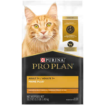 Purina Pro Plan Senior Adult 7+ Prime Plus Chicken & Rice Formula Dry Cat Food 3.2 lb Bag product detail number 1.0