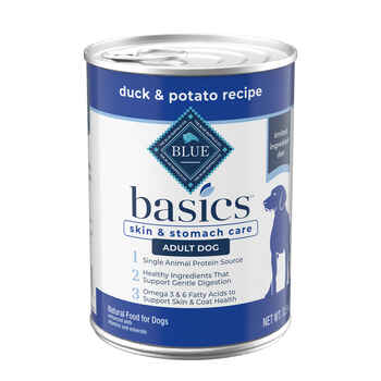 Blue Buffalo BLUE Basics Adult Skin & Stomach Care Grain-Free Duck & Potato Wet Dog Food 12.5 oz Can - Case of 12 product detail number 1.0
