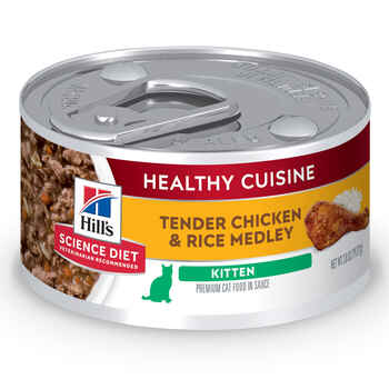 Hill's Science Diet Kitten Healthy Cuisine Tender Chicken & Rice Medley Wet Cat Food - 2.8 oz Cans - Case of 24 product detail number 1.0