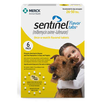 Sentinel 12pk Yellow 26-50 lbs Flavor Tabs product detail number 1.0