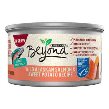 Purina Beyond Wild Alaskan Salmon & Sweet Potato Recipe in Gravy Wet Cat Food 3 oz Can - Case of 12 product detail number 1.0