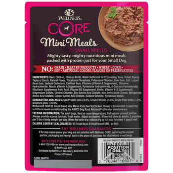 Wellness CORE Small Breed Mini Meals Pate Beef & Chicken Dinner Wet Dog Food 3 oz Pouch - Pack of 12