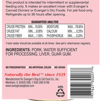 Evanger's Grain Free Pork Canned Dog & Cat Food 12.5 oz, Case of 12