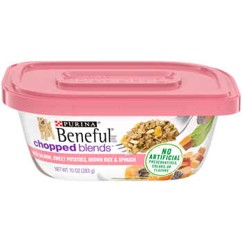Purina Beneful Chopped Blends with Salmon, Sweet Potatoes, Brown Rice & Spinach Wet Dog Food 10 oz Tub - Case of 8 product detail number 1.0