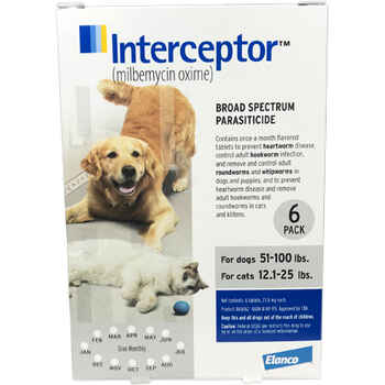 Interceptor 6pk White Dog 51-100 lbs or Cat 12.1-25 lbs product detail number 1.0