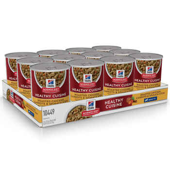 Hill's Science Diet Adult 7+ Healthy Cuisine Roasted Chicken, Carrots & Spinach Stew Wet Dog Food - 12.5 oz Cans - Case of 12