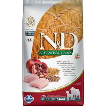 Farmina N&D Ancestral Grain Adult Medium & Maxi Chicken & Pomegranate Dry Dog Food 26.4 lb Bag product detail number 1.0