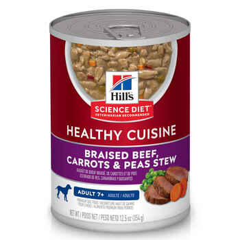 Hill's Science Diet Adult 7+ Healthy Cuisine Braised Beef, Carrots & Peas Stew Wet Dog Food - 12.5 oz Cans - Case of 12 product detail number 1.0