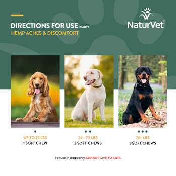 NaturVet Hemp Aches & Discomfort Plus Hemp Seed Supplement for Dogs Soft Chews, 60 ct