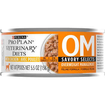 Purina Pro Plan Veterinary Diets OM Overweight Management Savory Selects with Chicken Feline Formula Wet Cat Food - (24) 5.5 oz. Cans