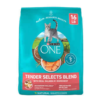 Purina ONE Tender Selects Blend Real Salmon Dry Cat Food 16 lb Bag product detail number 1.0