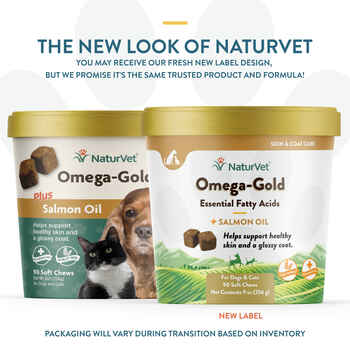 NaturVet Omega-Gold Plus Salmon Oil Supplement for Dogs and Cats Soft Chews 90  ct