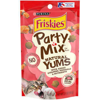 Friskies Party Mix Natural Yums with Real Salmon Cat Treats 2.1 oz Pouch product detail number 1.0