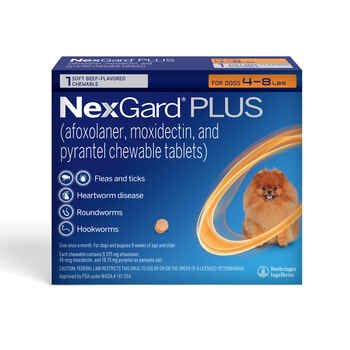 NexGard® PLUS CHEWS For Dogs 4 to 8 lbs. (Orange Box) 1 Chew (1 Month Supply) product detail number 1.0