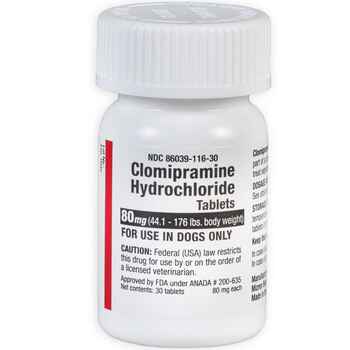 Clomipramine Hydrochloride Tablets - Generic to Clomicalm 80 mg 44.1-176 lbs 30 ct product detail number 1.0