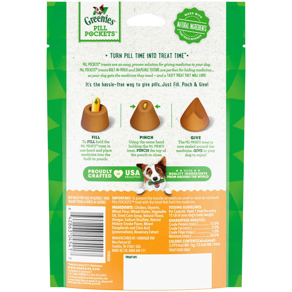 Greenies Pill Pockets Capsule Size Natural Chicken Flavored Dog Treats