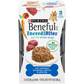 Purina Beneful Small Breed IncrediBites with Beef, Tomatoes, Carrots & Wild Rice Wet Dog Food 3 oz Can - 24 Pack product detail number 1.0