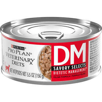 Purina Pro Plan Veterinary Diets DM Dietetic Management Savory Selects Feline Formula Wet Cat Food - (24) 5.5 oz. Cans product detail number 1.0